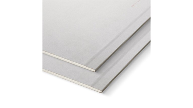 Rigips Habito 12,5 imprägniert, zwei weiße Platten übereinander gelegt, Ausschnitt